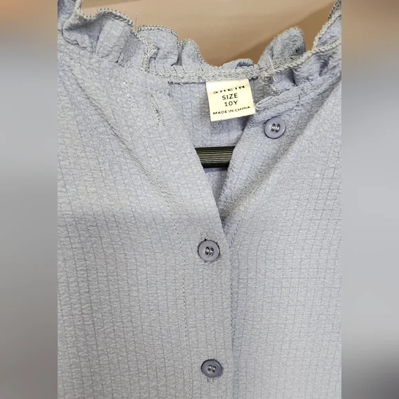 Girls Long Sleeve Blue Tiered Dress - Picture 3 of 3